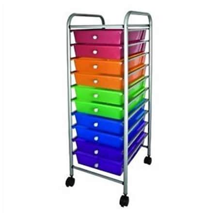 Advantus Corp.- Office 10 Drawer Rolling Organizer - Multi-Colored, 37.6 X 13 X 15.4 In.
